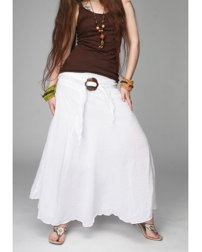 Однотонная юбка с кокосовой пряжкой белая