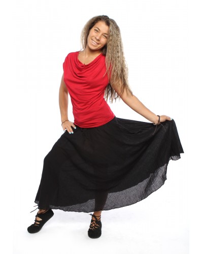 Однотонная юбка с кокосовой пряжкой черная