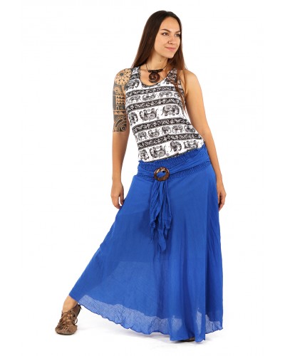 Однотонная юбка с кокосовой пряжкой синяя