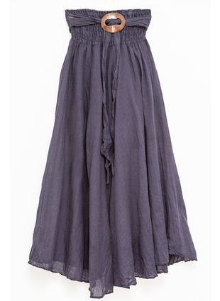 Однотонная юбка с кокосовой пряжкой темно-синяя