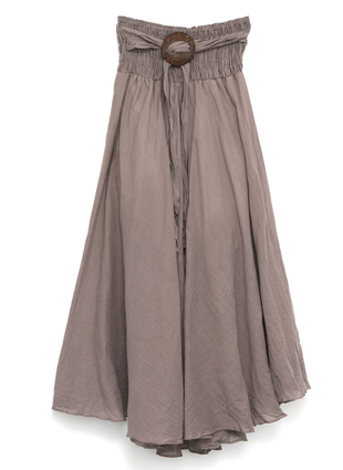 Однотонная юбка с кокосовой пряжкой светло-серая