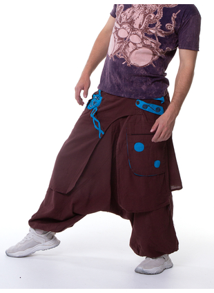 Шаровары Trance однотонные коричневый+голубой