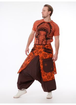 Шаровары Trance узоры коричневый+оранжевый
