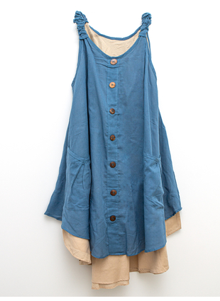Платье Семь пуговиц голубое