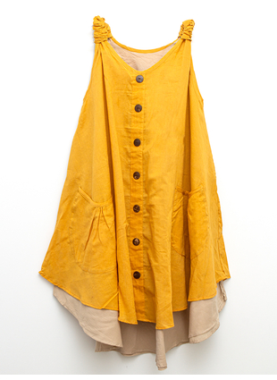 Платье Семь пуговиц желтое