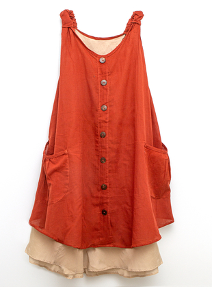 Платье Семь пуговиц оранжевое