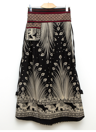 Длинная юбка Камыш черный+бежевый