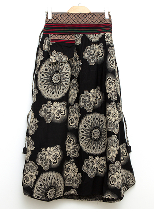 Длинная юбка Цветы чб