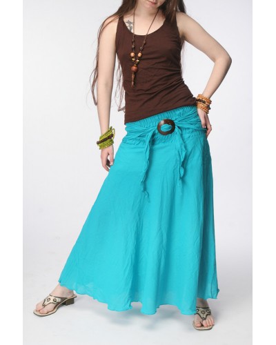 Однотонная юбка с кокосовой пряжкой голубая
