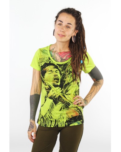 Женская футболка с Бобом Марли салатовая
