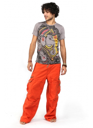 Карго-штаны с большими карманами Молекула (Molecule) оранжевые