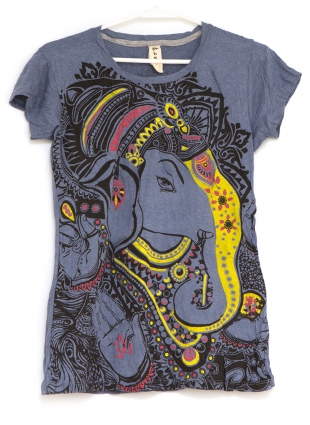 Женская футболка с принтом Слон темно-синяя