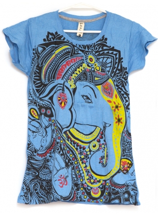 Женская футболка с принтом Слон голубая